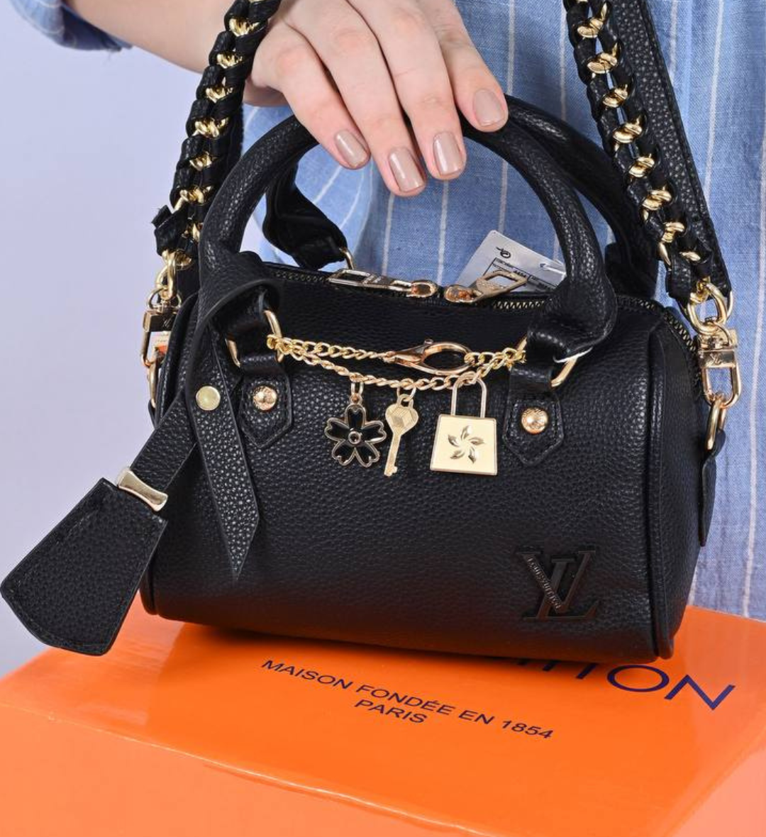 Louis Vuitton Speedy Nano Lock Charm Bag - High Copy